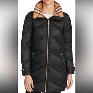 Burberry chevron down puffer coat.  Size S.  Black.